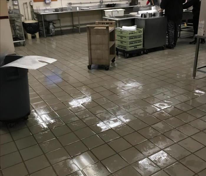 Water on the floor of a commercial kitchen in Collingdale, PA