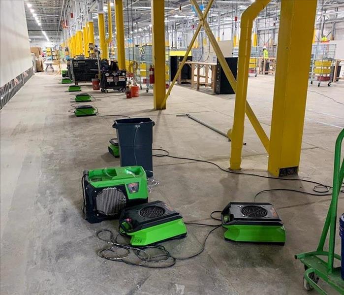 SERVPRO equipment setup in a flooded warehouse in Collingdale, PA